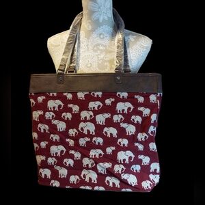 Thirty-One Safari Weave Elephant Reversible Tote NWT